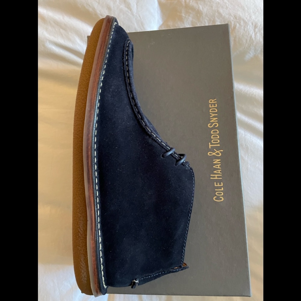 Cole Haan Todd Snyder blue suede chukkas.  New in box. Beautiful and unique.